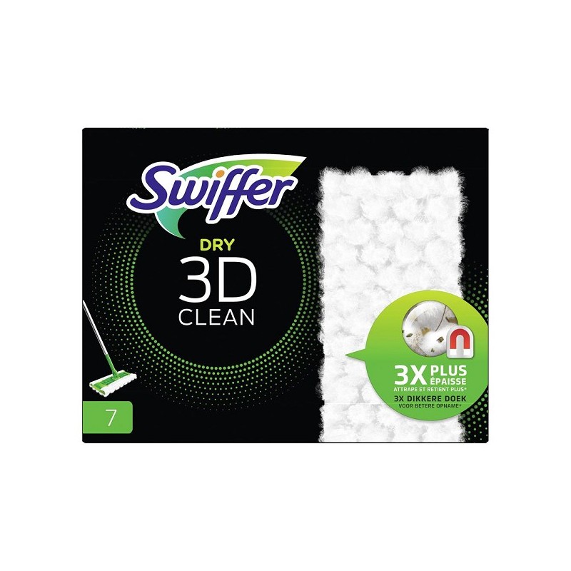 Recharge de lingettes anti-poussière Swiffer Dry 3D clean boîte de 7 pièces