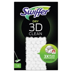 Recharge de lingettes anti-poussière Swiffer Dry 3D Clean, boîte de 14 pièces