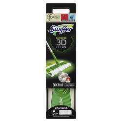 Kit de démarrage Swiffer Sweeper 3D clean avec 4 lingettes sèches épaisses et 2 lingettes humides