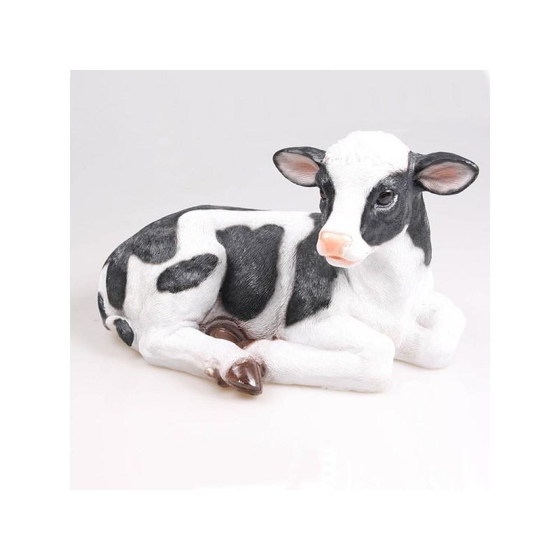 Farmwood Animals Statue de jardin vache veau couché L 46,5x28,5x27cm