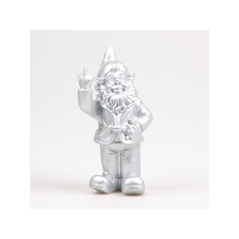 Stoobz Polystone statue nain f*ck you argent 20cm
