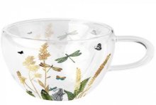 Ambiente Verre à double paroi Fleurs ornementales blanc Ø10xh9,5cm 0,2L