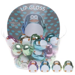 Gloss à lèvres en forme de pingouin en 4 couleurs métalliques différentes