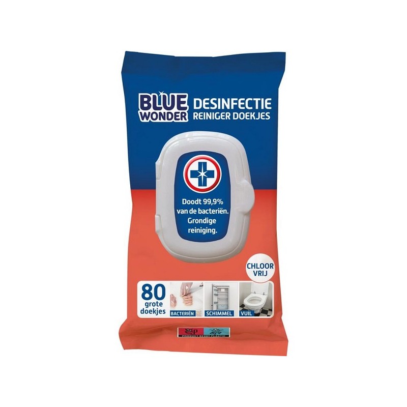 Blue Wonder desinfectie doekjes pak a 80 stuks