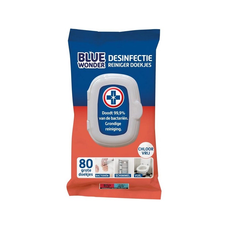 Lingettes désinfectantes Blue Wonder pack de 80 pièces