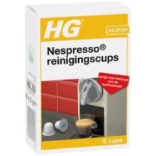 HG Nespresso® reinigingscups 6 stuks in doosje, biologisch afbreekbaar.