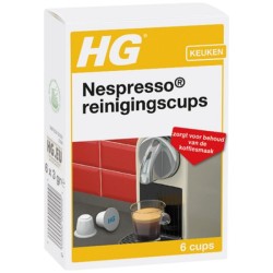 HG Nespresso® reinigingscups 6 stuks in doosje, biologisch afbreekbaar.