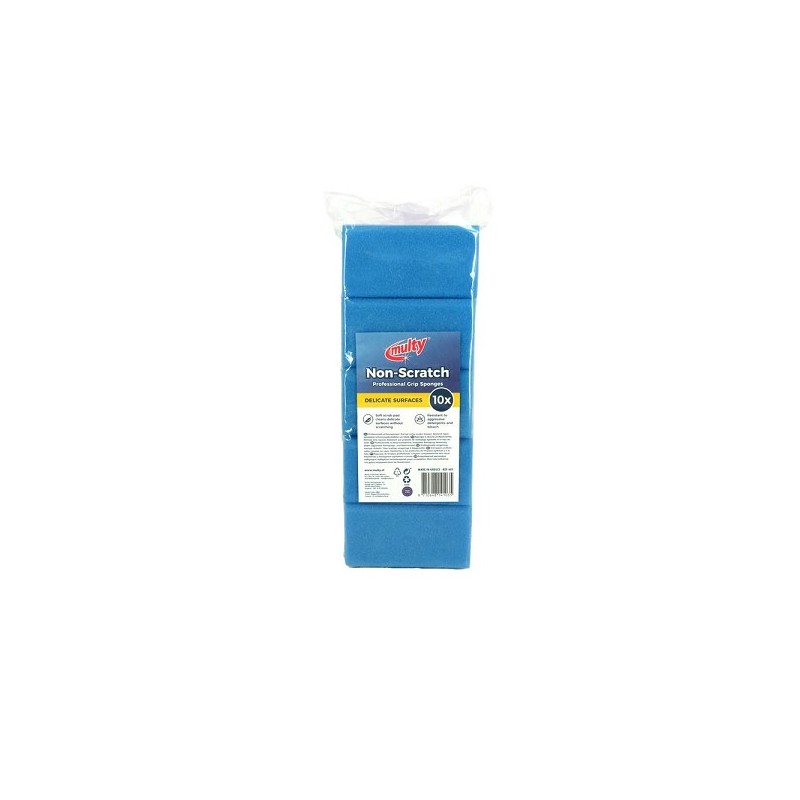 Multy Niet-krassende schuursponsen met greep 13x6,5x4,5cm 10-pack blauw