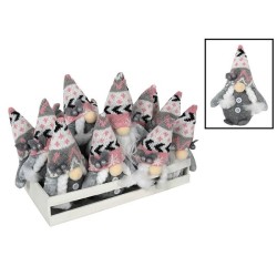 Gnome de Noël gnome 11x5x15cm rose/gris