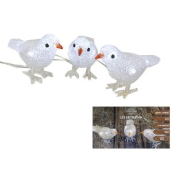 Oiseaux acrylique 15cm x3 warmLED ip44 b/o avec minuterie 3xAA