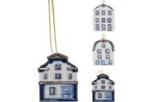 Hangdeco huisje delfts blauw porselein 6cm