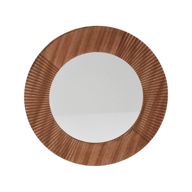 Miroir rond Ø40cm bois marron foncé