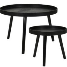 Set de tables d'appoint rondes 2 pièces Ø60xh40/Ø38xh34cm noir