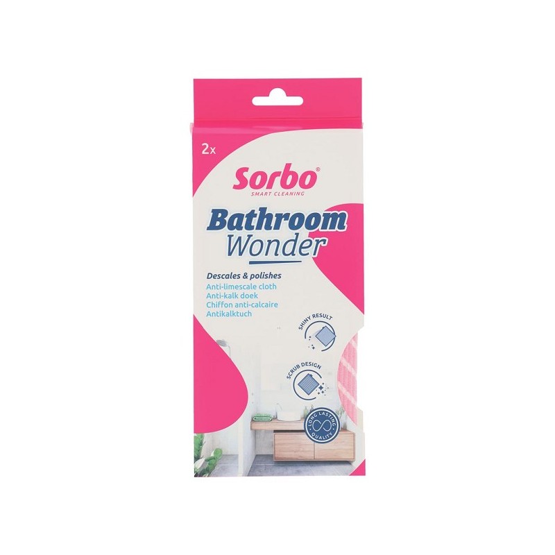 Sorbo Bathroom Wonder anti-kalkdoek 33x34cm set a 2 stuks