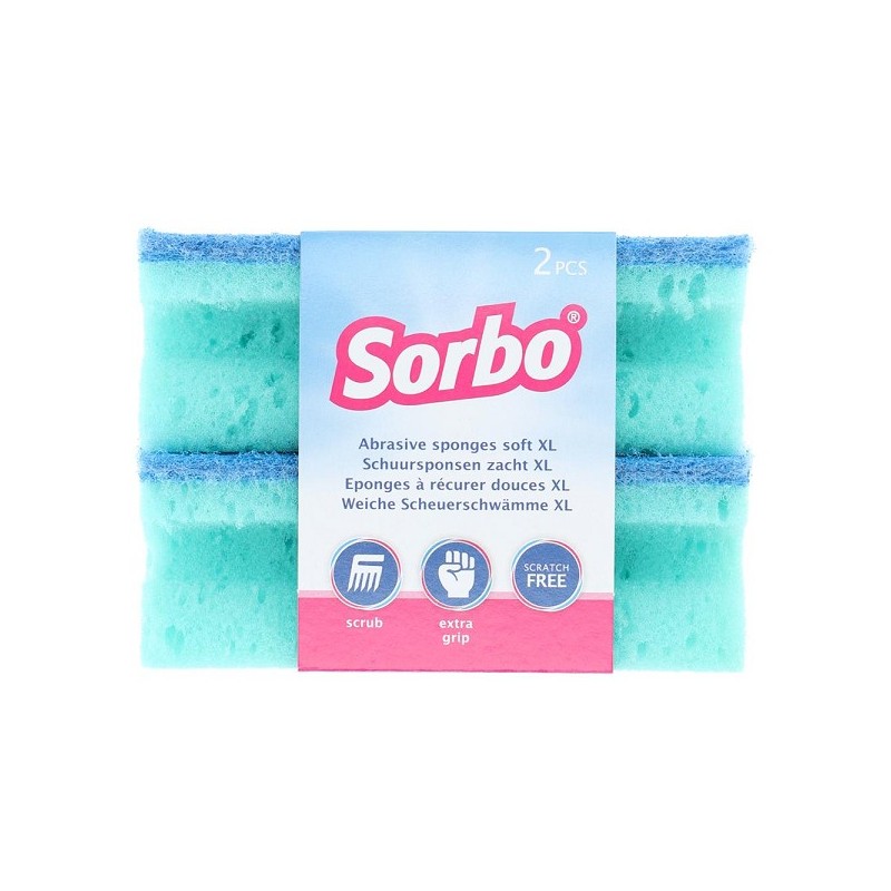 Sorbo Soft tampons à récurer XL anti-rayures 11,5x6x4cm lot de 2 pièces