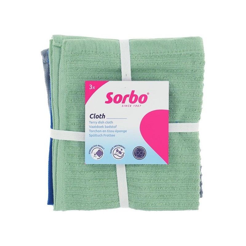 Sorbo Badstof vaatdoeken 35x35cm set a 3 stuks