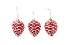 HBX natural living Kersthanger dennenappel set a 3 stuks 16,4x5,5x11,3cm rood
