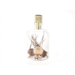 HBX natural living Bougeoir Pokael bouteille en verre rempli de décoration hivernale Ø7,6xh15,2cm