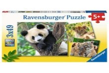 Ravensburger Panda, tijger en leeuw puzzel 3x49 stukjes