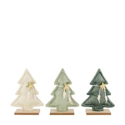 Kerstboom stof op houten standaard 13.5x5x19cm groen mix