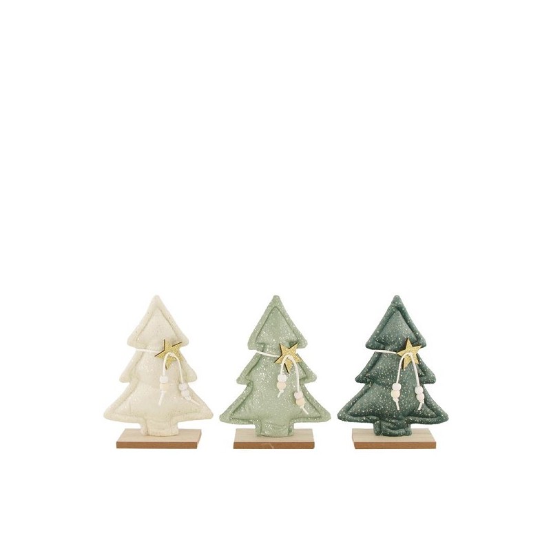 Kerstboom stof op houten standaard 13.5x5x19cm groen mix
