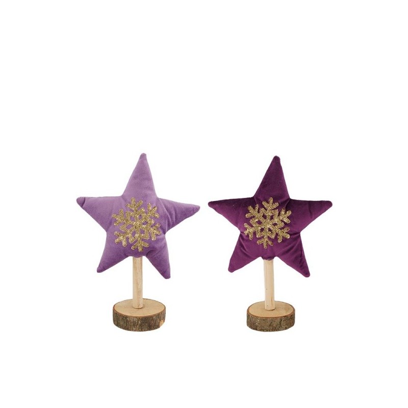Ster polyester op standaard 17x6x23cm paars