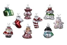 Decoris Figurines de Noël en verre 9 différentes en boîte H4cm