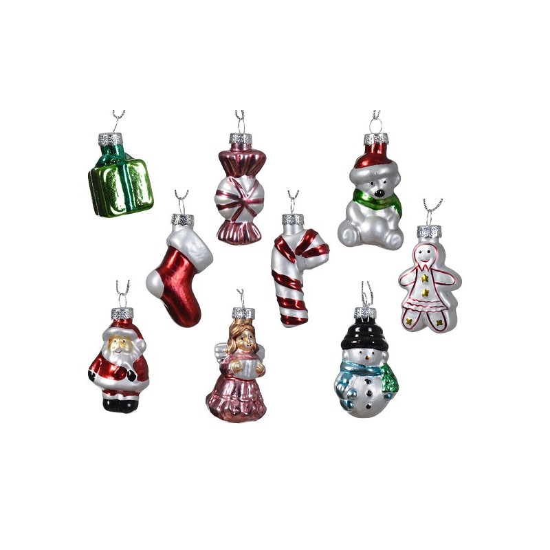Decoris Kerstfiguren glas 9 verschillende in doos H4cm