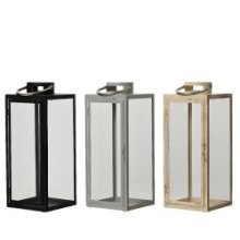 Lanterne Decoris en métal H48cm L18,5cm disponible en noir, gris clair ou beige