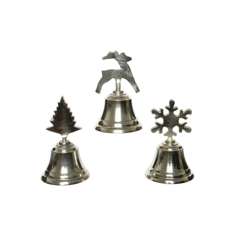 Decoris Klok aluminium nickel polish 3ass snowflake - tree - reindeer Finish:nickel polish