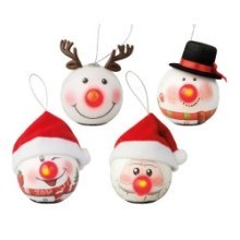 Lumineo LED kerstbal foam gezicht verkrijgbaar in Kerstman, Rendier, Sneeuwpop met hoed of Sneeuwpop met kerstmuts
