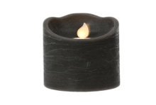 Lumineo LED waving kaars wax Antraciet H10cm  Dia 7,5 cm met 6 uurs timer-werkt op batterijen 2x AAA ( niet inbegrepen)