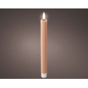 Lumineo LED dinerkaars wax ribbel Licht Roze - H24,5cm Dia 2,2 cm - met 6 uurs timer-werkt op batterijen 2x AAA ( niet inbegrepe