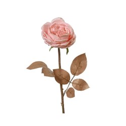 Decoris Rose polyester sur tige - à paillettes rose H57cm
