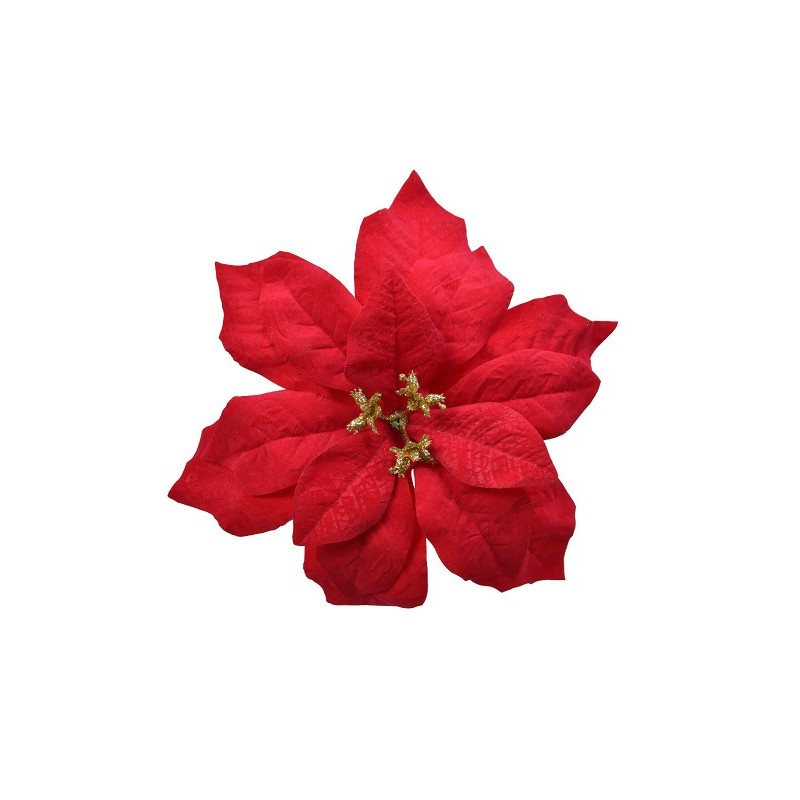 Decoris Poinsettia étoile de Noël velours sur clip Dia 16cm