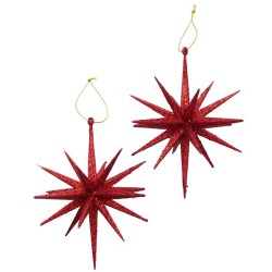 Boltze Home Kersthanger Tove ster met glitter 2 stuks rood dia 15cm