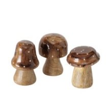 Boltze Home Champignon Clozzy en Bois de Manguier marron avec dessus brillant H7cm Dia5cm