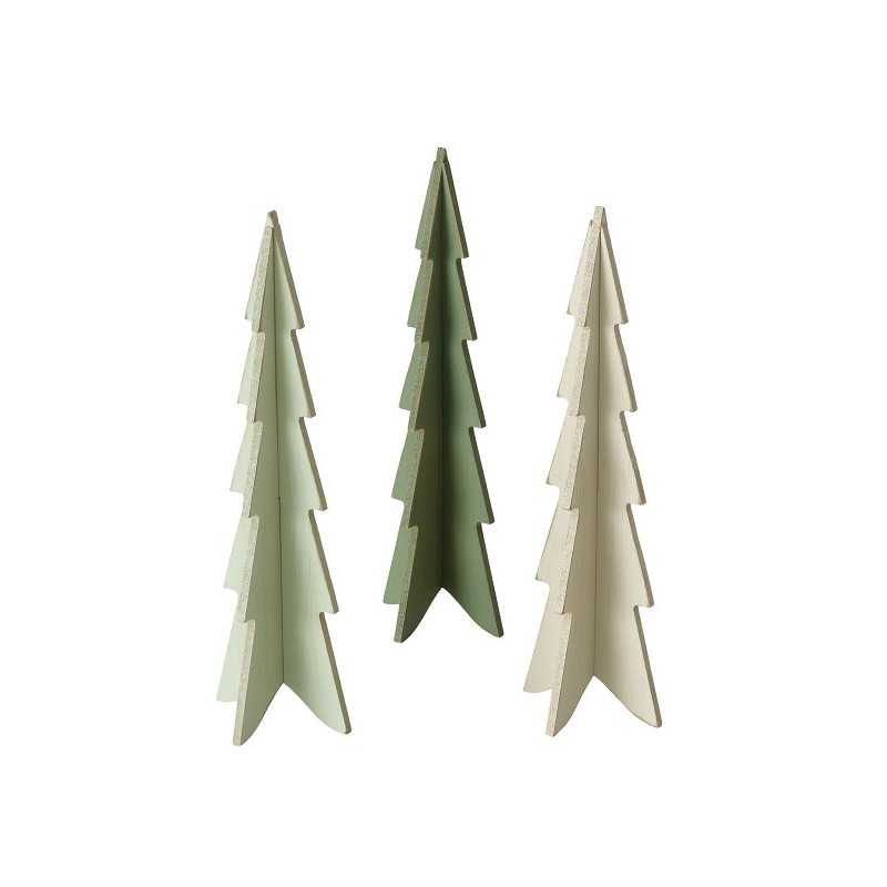 Boltze Home Sapin de Noël décoratif Teodor MDF H26cm en vert foncé vert clair ou crème