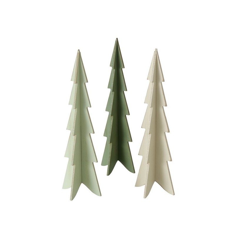 Boltze Home Sapin de Noël décoratif Teodor MDF H35,5 cm en vert foncé vert clair ou crème