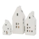 Boltze Home Lanterne métal Vybano lot de 3 pièces modèle maison - blanc H18cm, H26cm et H32cm