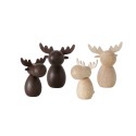 Boltze Home Figurine de Noël cerf en bois Alf set de 2 pièces H10cm et H12cm en marron clair ou marron foncé