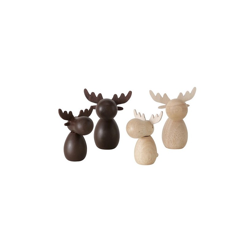 Boltze Home Kerstfiguur houten hert Alf set a 2 stuks H10cm en H12cm in  licht bruin of donker bruin