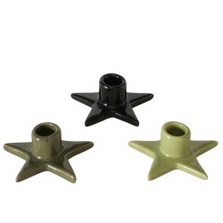 Boltze Home Bougeoir Odessia en céramique en forme d'étoile H4,5 cm Dia11 cm en noir ou vert