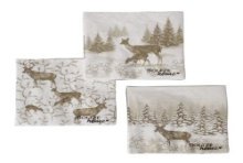 Boltze Home Serviettes Anton avec image de cerfs et d'arbres de Noël 20 pièces 33x33cm