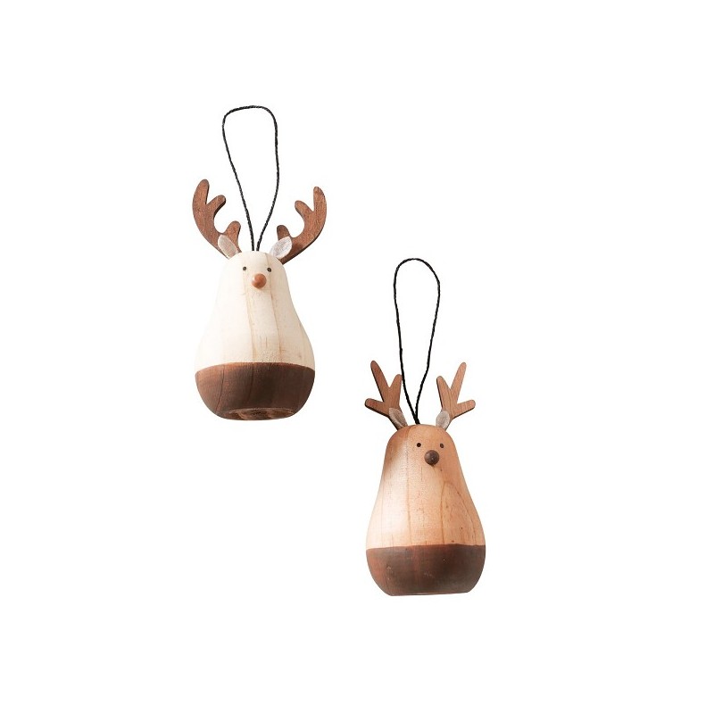 Boltze Home Suspension de Noël Dominic cerf bois H13cm