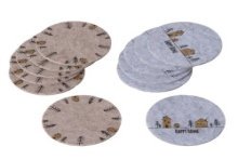 Boltze Home Onderzetterset Homewood met dessin van huisjes en kerstbomen vilt dia 10cm 6 stuks