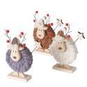 Boltze Home Figurine de Noël Nico cerf avec bois et laine sur support en bois H15cm