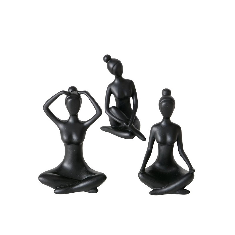 Boltze Home Figurine Yoga femme céramique noire L6cm x L5cm x H10cm