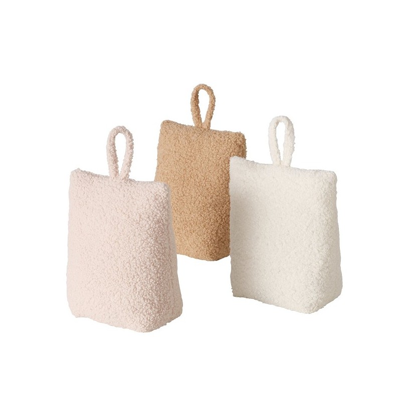 Boltze Home Arrêt de porte Filicio en tissu peluche L18cm x L10cm X H22cm en beige, marron ou crème