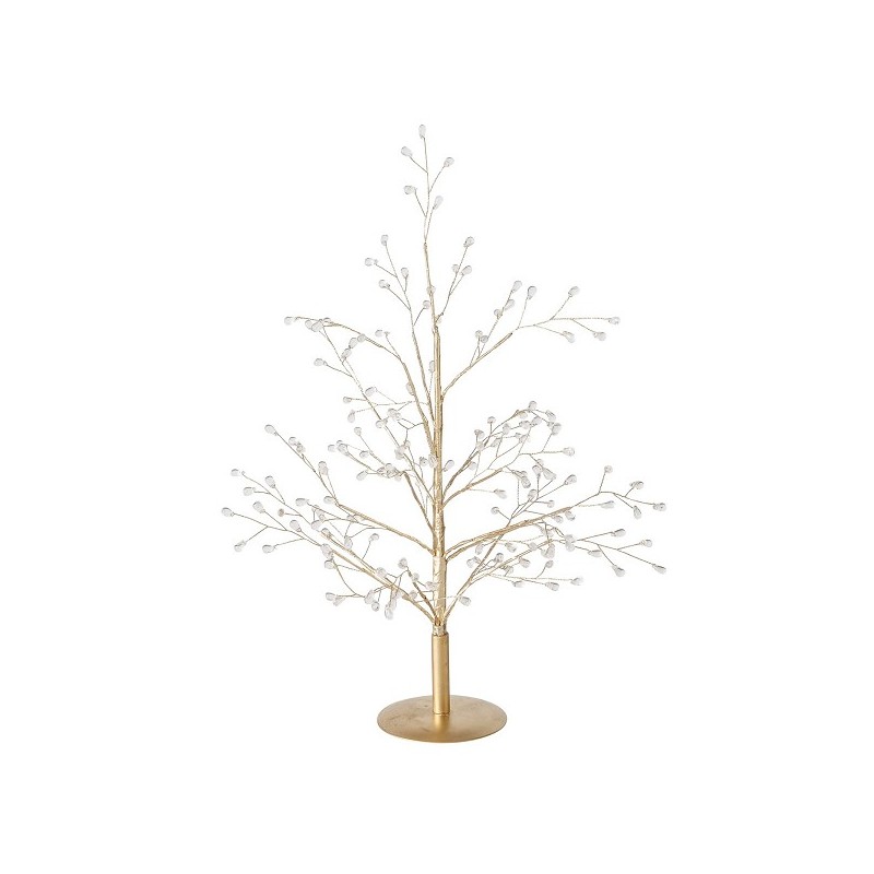 Boltze Home Arbre décoratif en métal doré Gloomy H40cm - avec pierres acryliques sur socle en métal doré